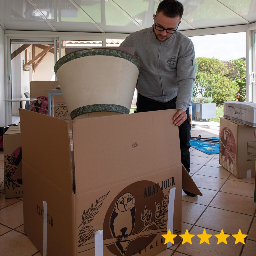 conditionnement d'une lampe dans un carton spécial abat-jour